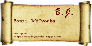 Boszi Jávorka névjegykártya